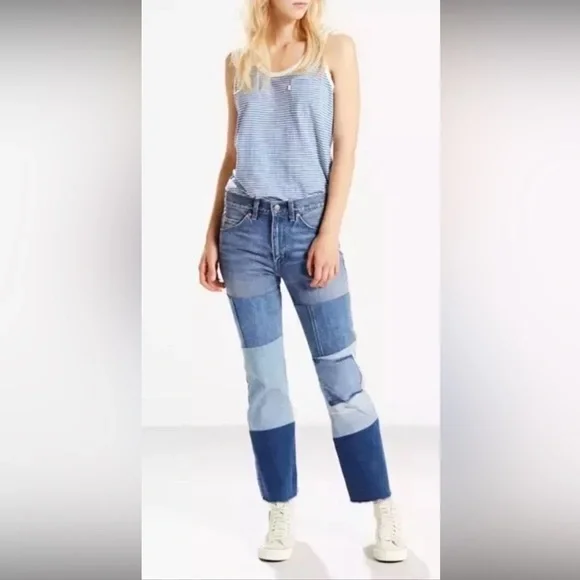 Levi’s 517 Patchwork Cropped Bootcut Jeans High Rise | Size W24 - Picture 1 of 16